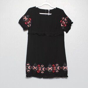 Lord and Taylor Design Lab black embroidered boho mumu dress